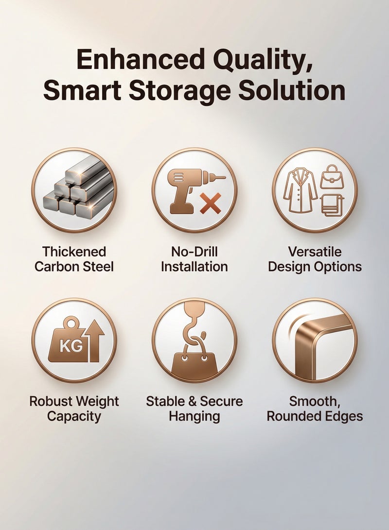 MS MIN Over Door Vertical Hook Hanger, Space-Saving 5-Hook Organizer for Coats, Bags & Towels, Black - Image 3